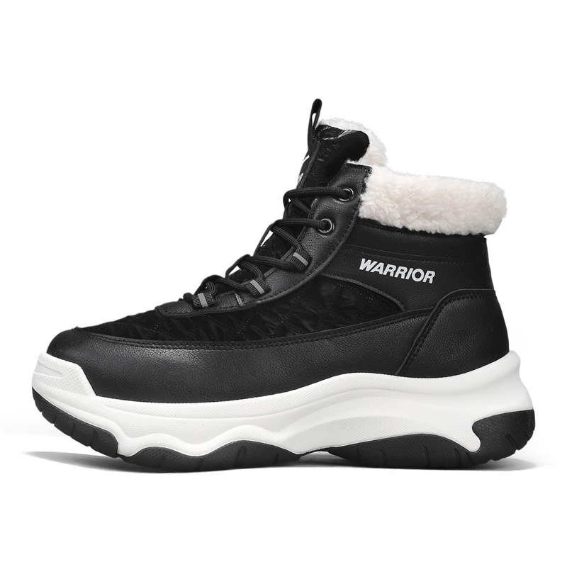 

WARRIOR Термостойкие противоскользящие утепленные короткие снежные ботинки для мужчин с абразивоустойчивым покрытием и балансировкой, черные