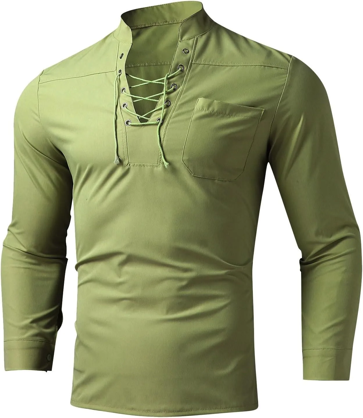 Мужская футболка с длинным рукавом Henley Stretch Slim Fit V-образным вырезом — фото 2
