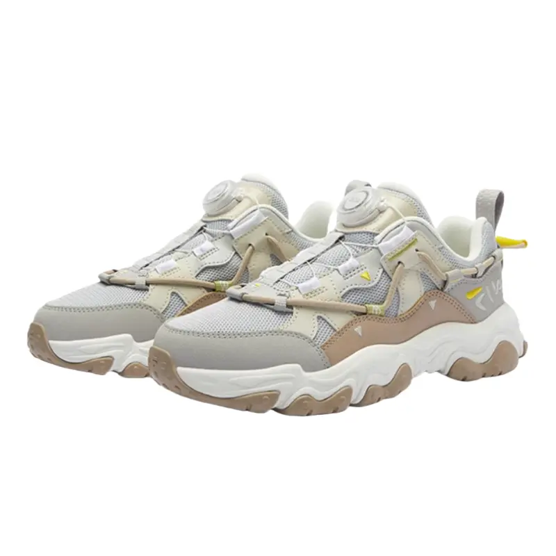 FILA KIDS Детские кроссовки для бега с низким верхом, устойчивые к истиранию и скольжению, бежево-серые, для подростков — фото 2
