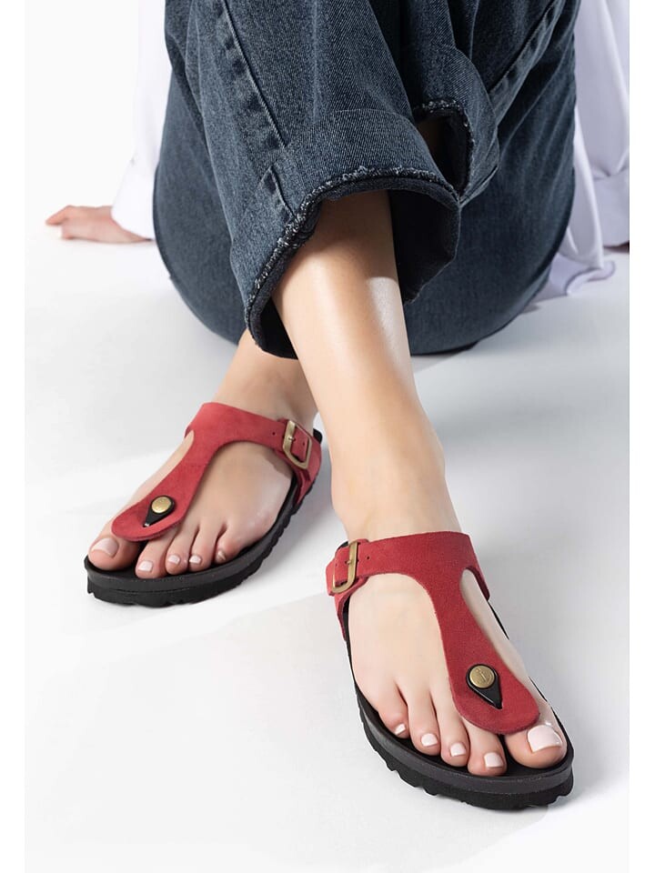 Шлепанцы BAYTON Leder Mercure, цвет rot/schwarz