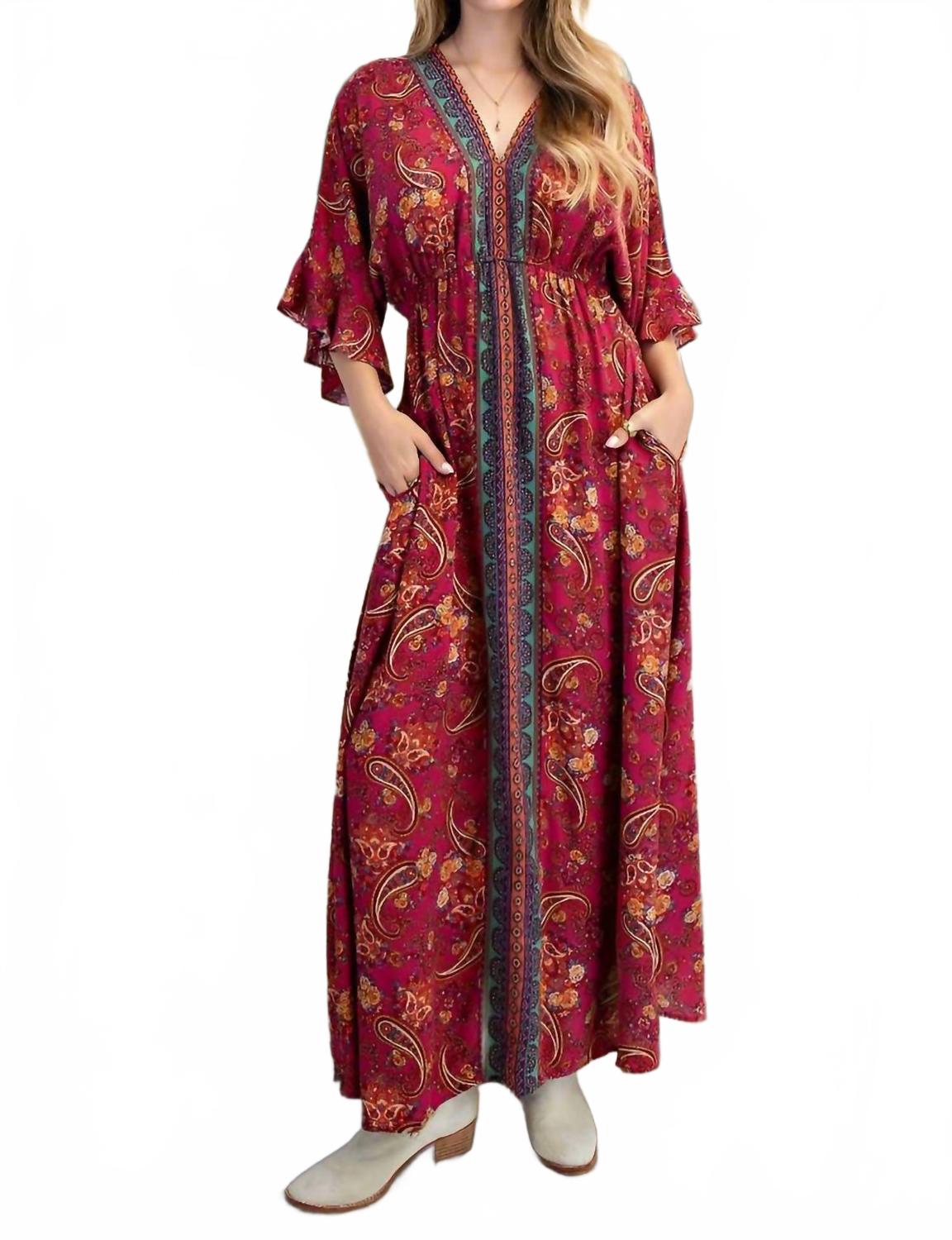 

Easel Платье-макси Challis с каймой, красное