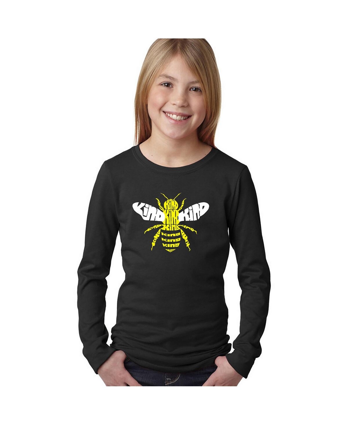 

Лонгслив Big Girl's Word Art — Bee Kind LA Pop Art, черный