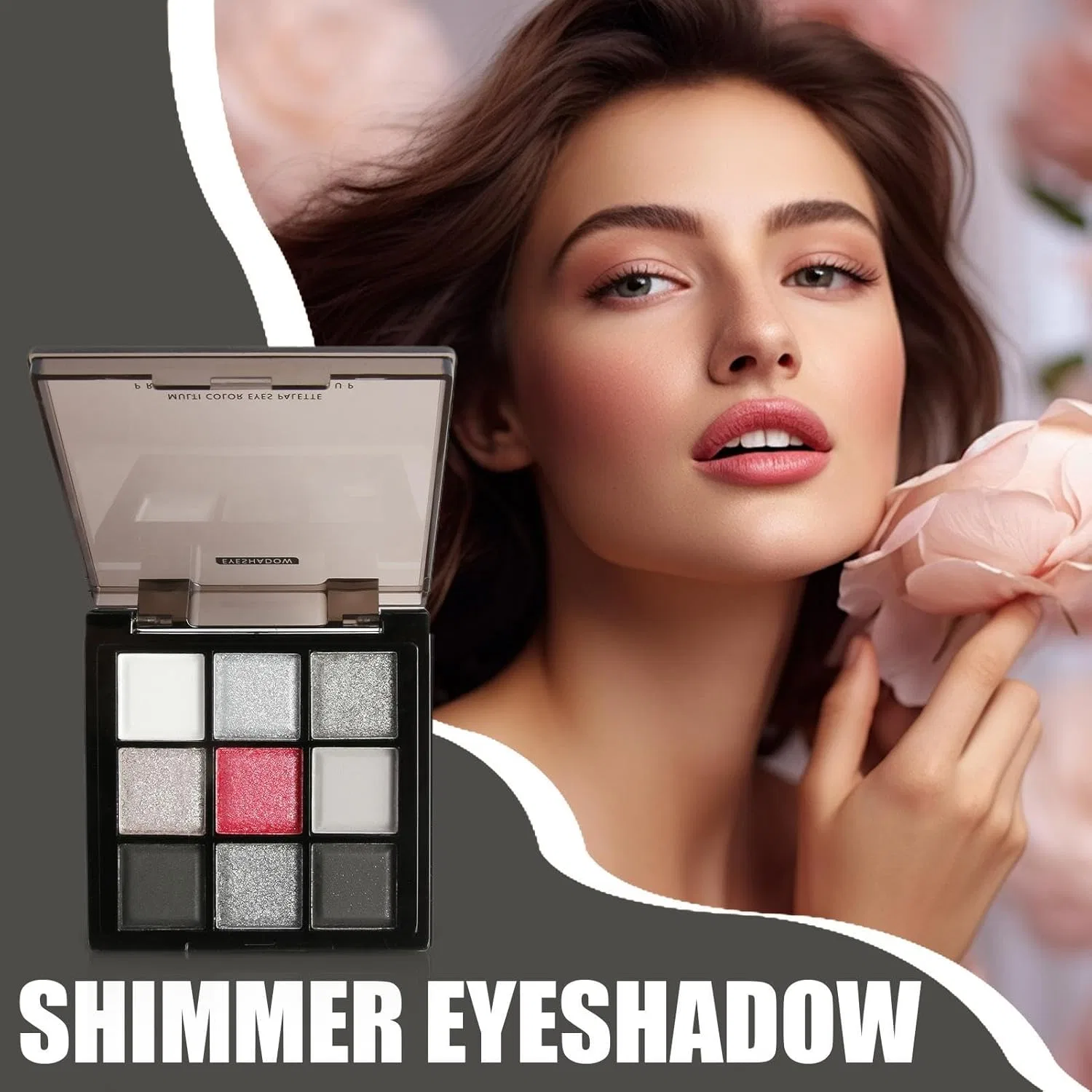 Тени для век Smoky Eye Shadow Palette, 9 цветов, серебристо-серый, Generic — фото 3