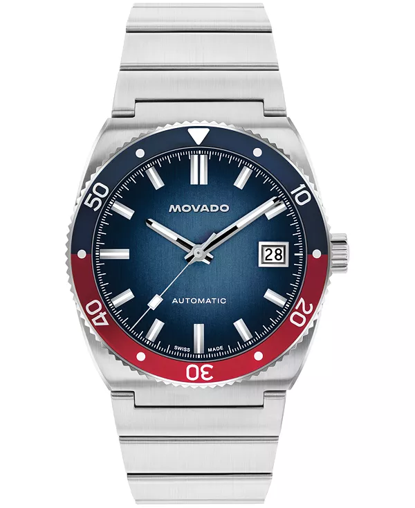 

Мужские швейцарские часы Ondoplan с автоматическим механизмом из нержавеющей стали, 39 мм Movado, silver-tone