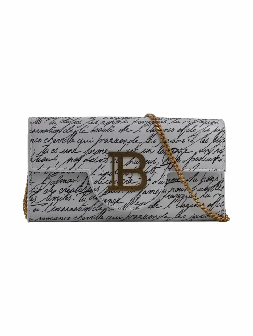 

Кожаный клатч B-Buzz Love Letter Balmain, белый