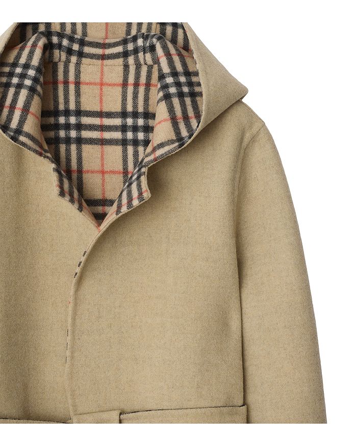 Реверсивный шерстяной плащ с капюшоном Burberry, коричневый/бежевый — фото 3