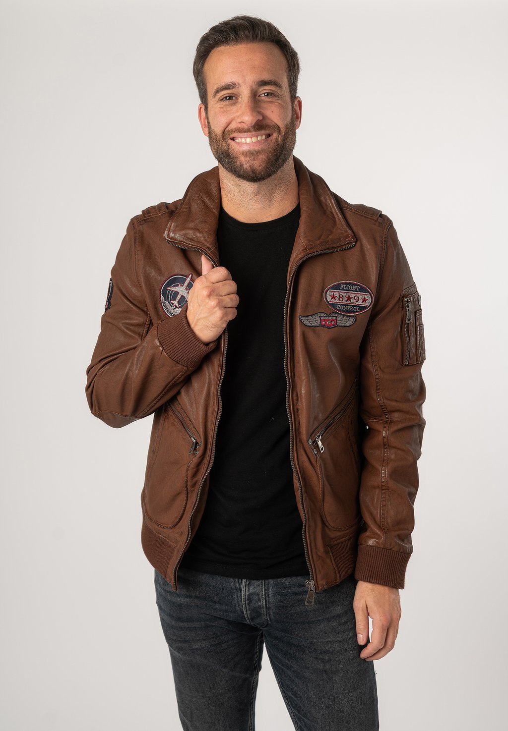 

Кожаная куртка Bomber Jacket Mauritius, коричневый