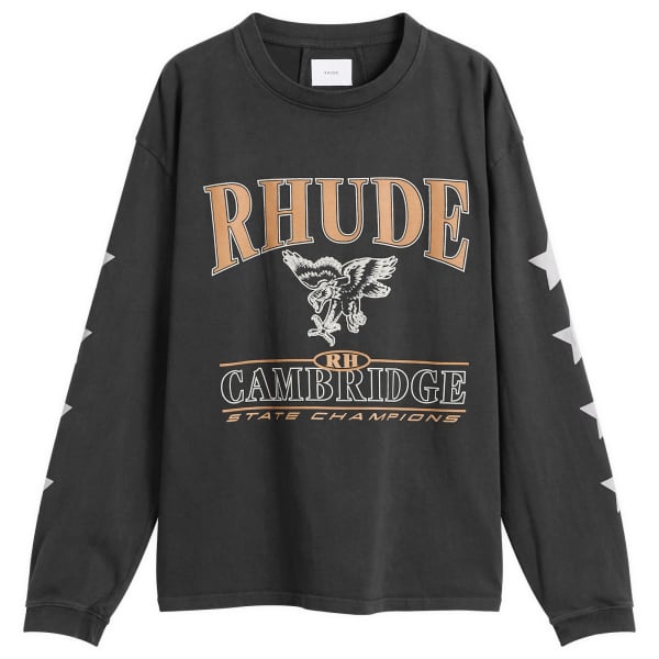 

Кембриджские чемпионы с длинным рукавом футболка Rhude, винтажный черный