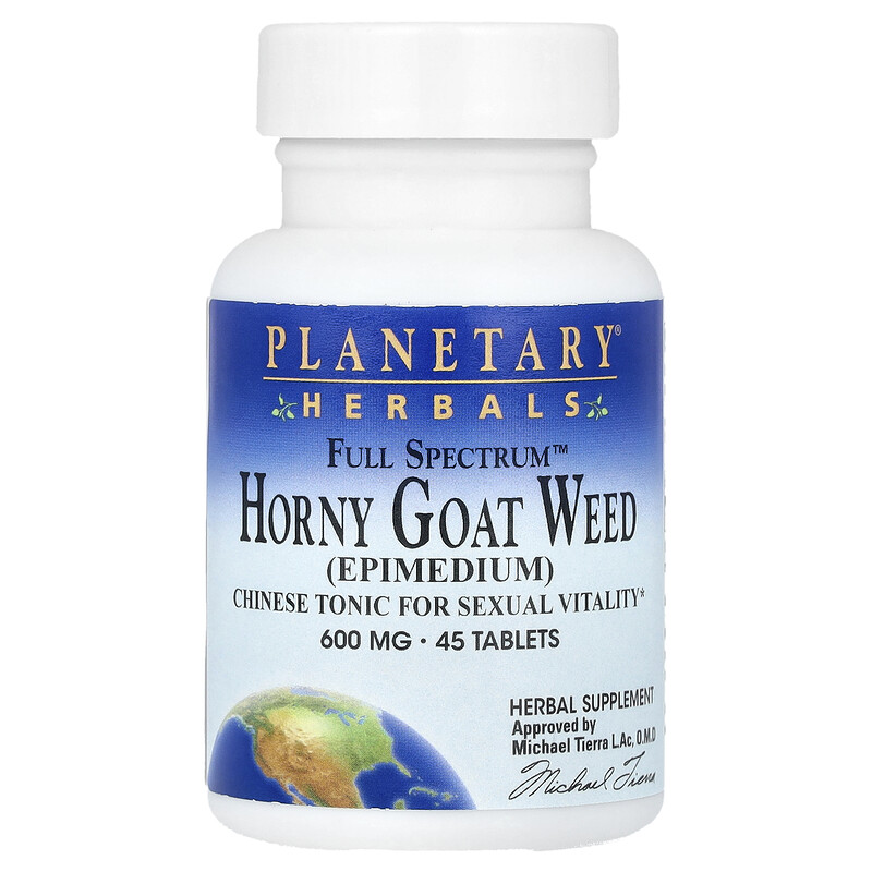 

Planetary Herbals, Full Spectrum Horny Goat Weed, 600 мг, 45 таблеток