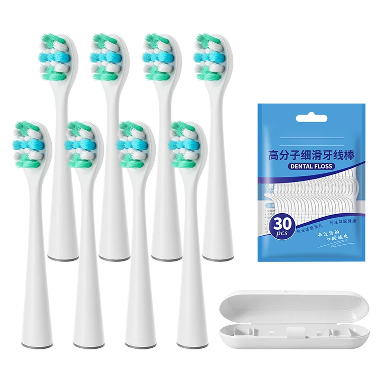 Сменные насадки для зубной щетки SICHENG, Standard Cleaning White 8 Pcs Set