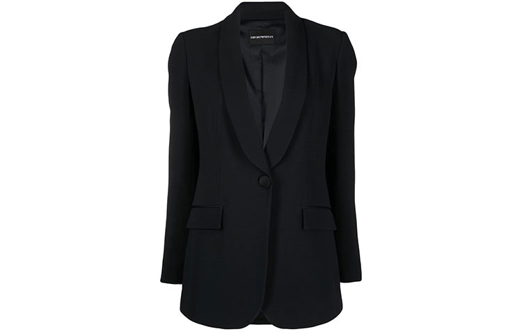 EMPORIO ARMANI Однобортный блейзер из атласной изнанки, Dark Blue — фото 3