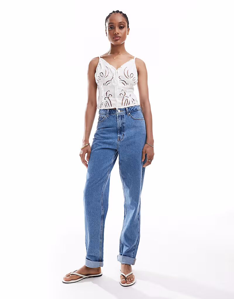 

ASOS DESIGN Высокие свободные джинсы mom с высокой посадкой чистого синего цвета ASOS Tall