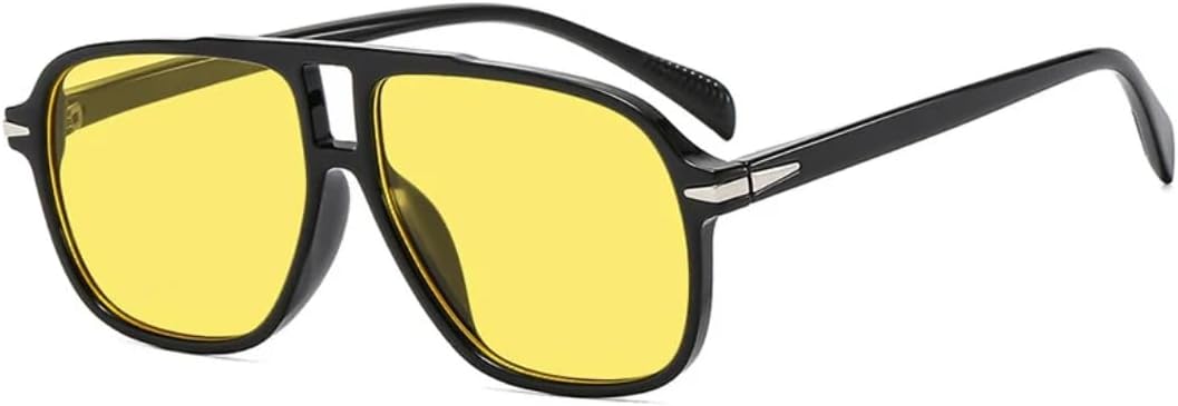 

Солнцезащитные очки с защитой от УФ-излучения UV400 | Толстая оправа с двойной перемычкой | Линзы ярких цветов для занятий спортом на открытом воздухе и вождения DSVIGF, Black Yellow