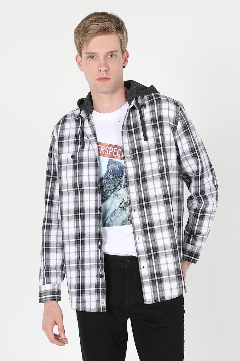 

Клетчатая куртка-рубашка со съемным капюшоном Colin'S, белый