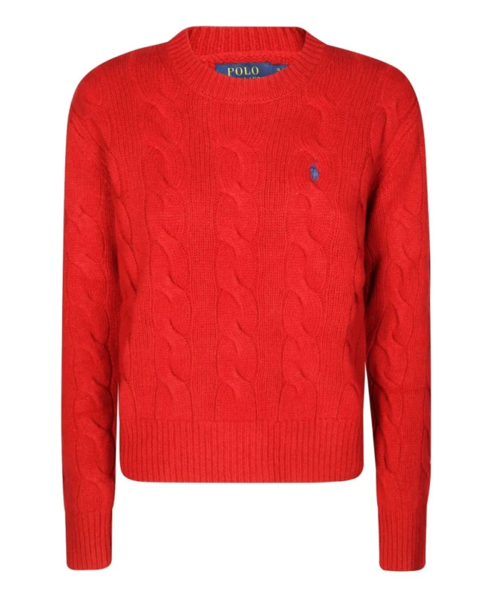 

Хлопковый свитер с узором «косичка» Ralph Lauren, красный