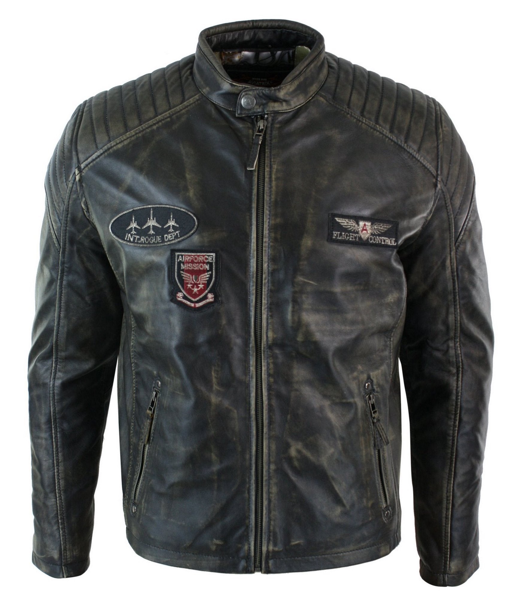 

Кожаная стираная байкерская куртка Airforce TruClothing, черный