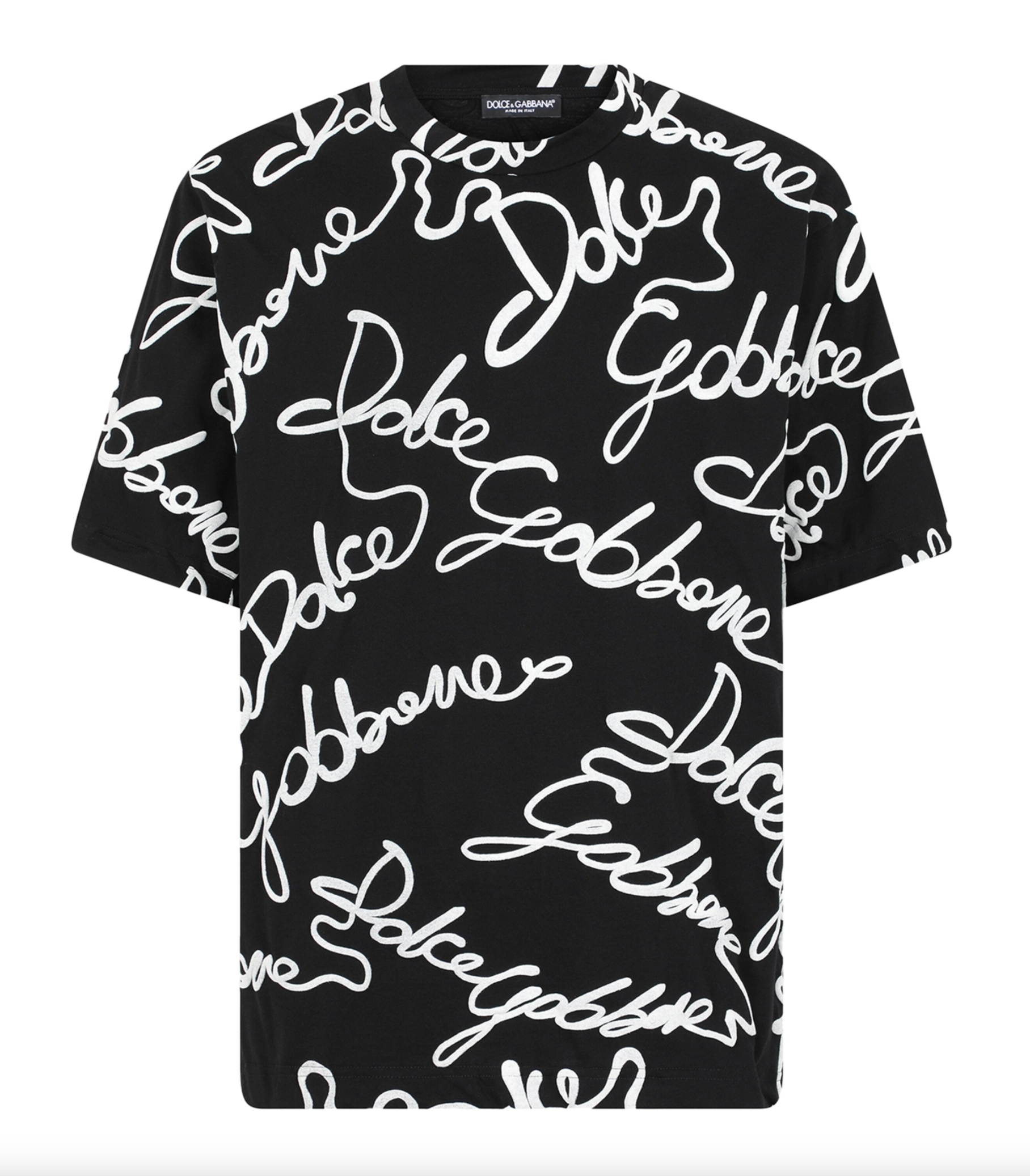 

Элегантная хлопковая футболка с несколькими логотипами Dolce & Gabbana, черный