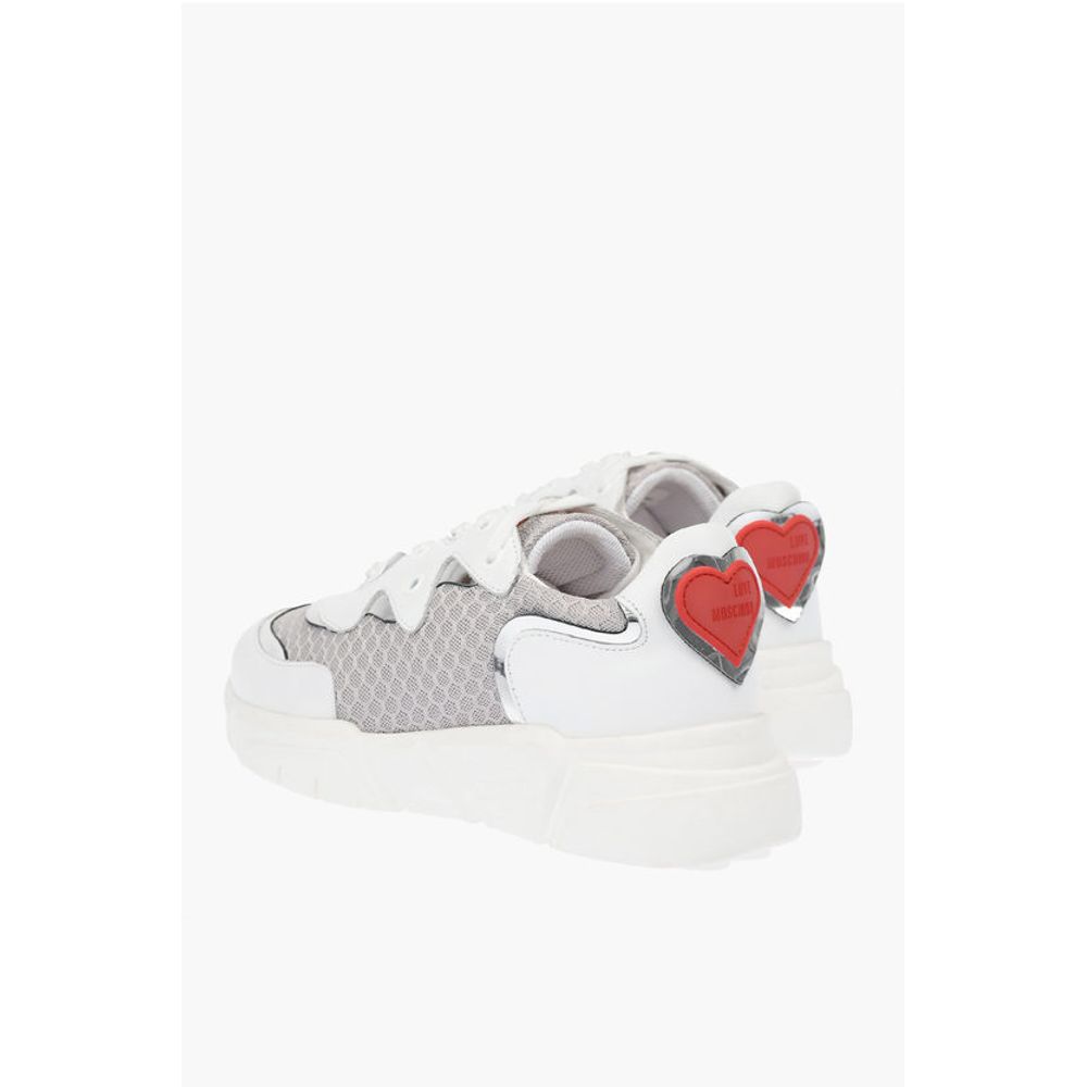 Кроссовки LOVE из кожи и ткани RUNNING35 с логотипом в виде сердца Moschino, White — фото 2