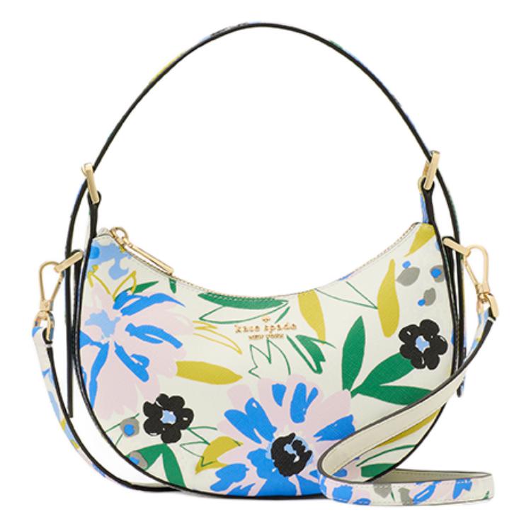 

Kate Spade Женская сумка через плечо среднего размера из спилка кремового цвета с разноцветным принтом