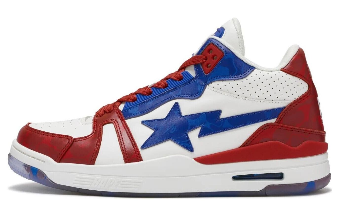 

Кроссовки A BATHING APE Clutch Sta Skateboarding Shoes Men Low-top White/Navy/Red, красный