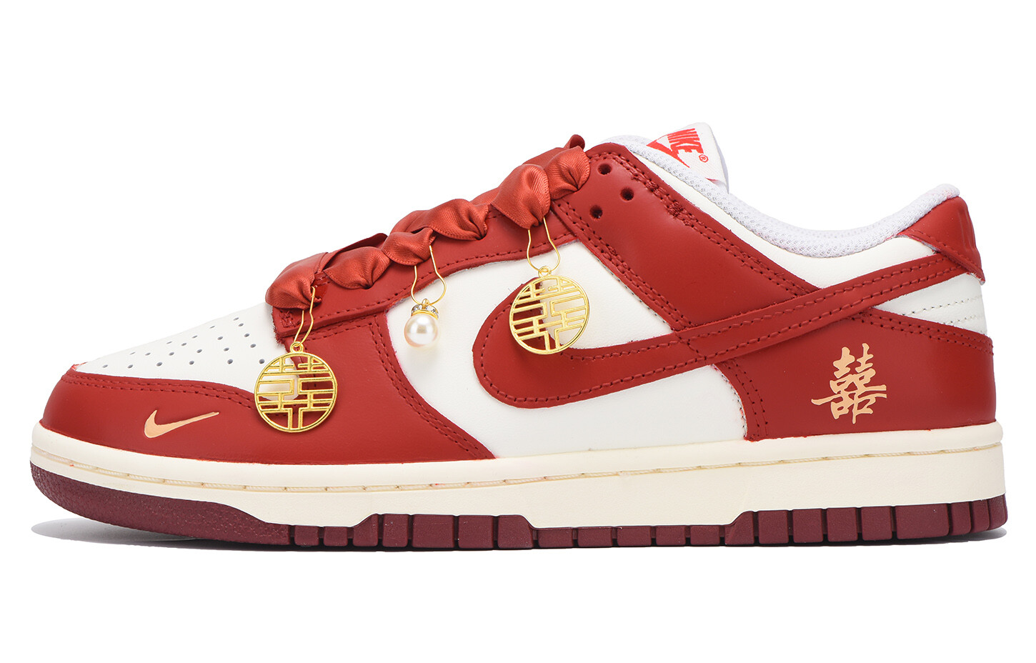 

Кроссовки для скейтбординга Dunk женские с низким верхом, белый/красный Nike