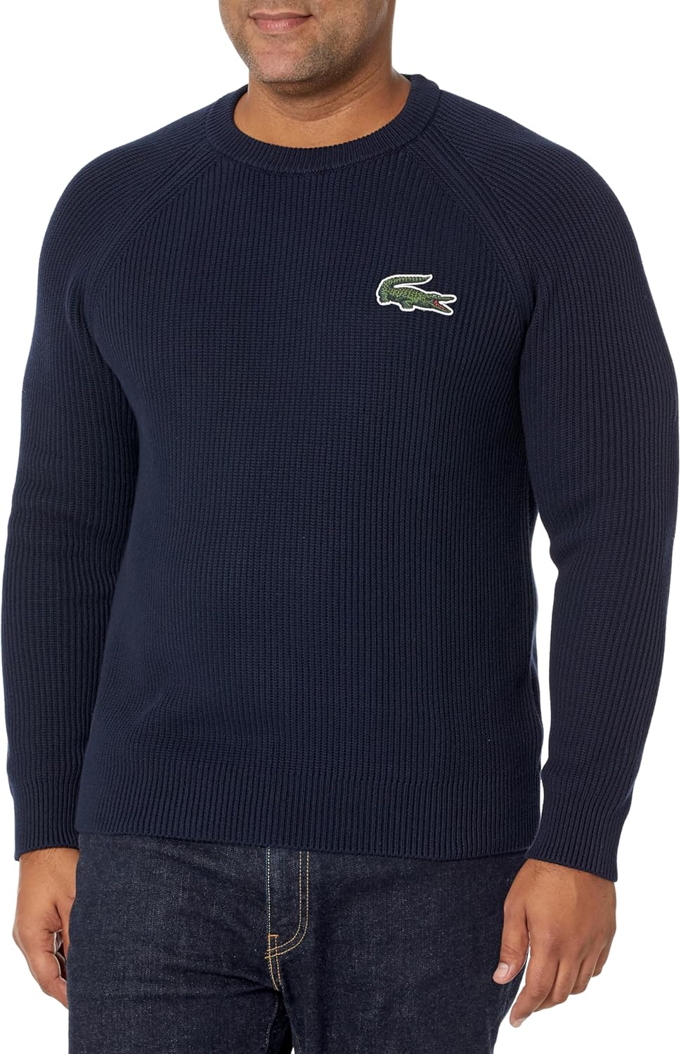 

Lacoste мужской унисекс свитер с круглым вырезом из органического хлопка, Marine