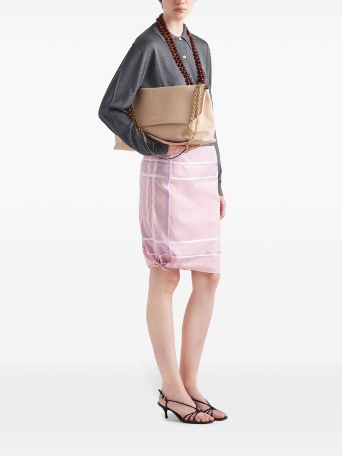 Мини-юбка Prada в клетку, розовый
