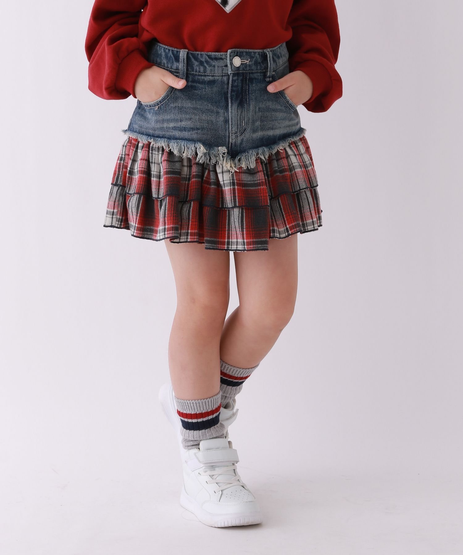 Джинсовая юбка в клетку 10C REPIPI, Blue Denim 82
