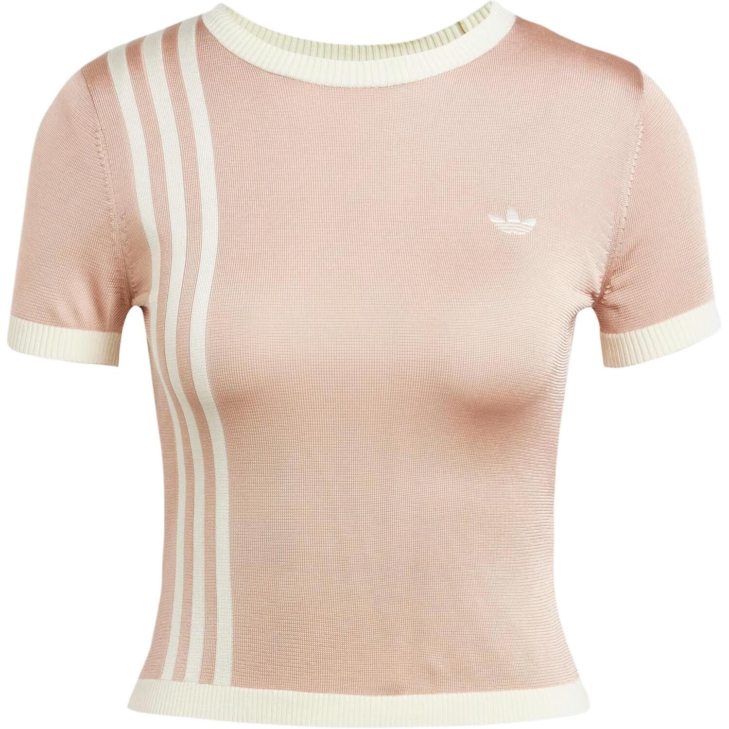 Футболка короткая вязаная с 3 полосками Adidas Originals, серый — фото 3