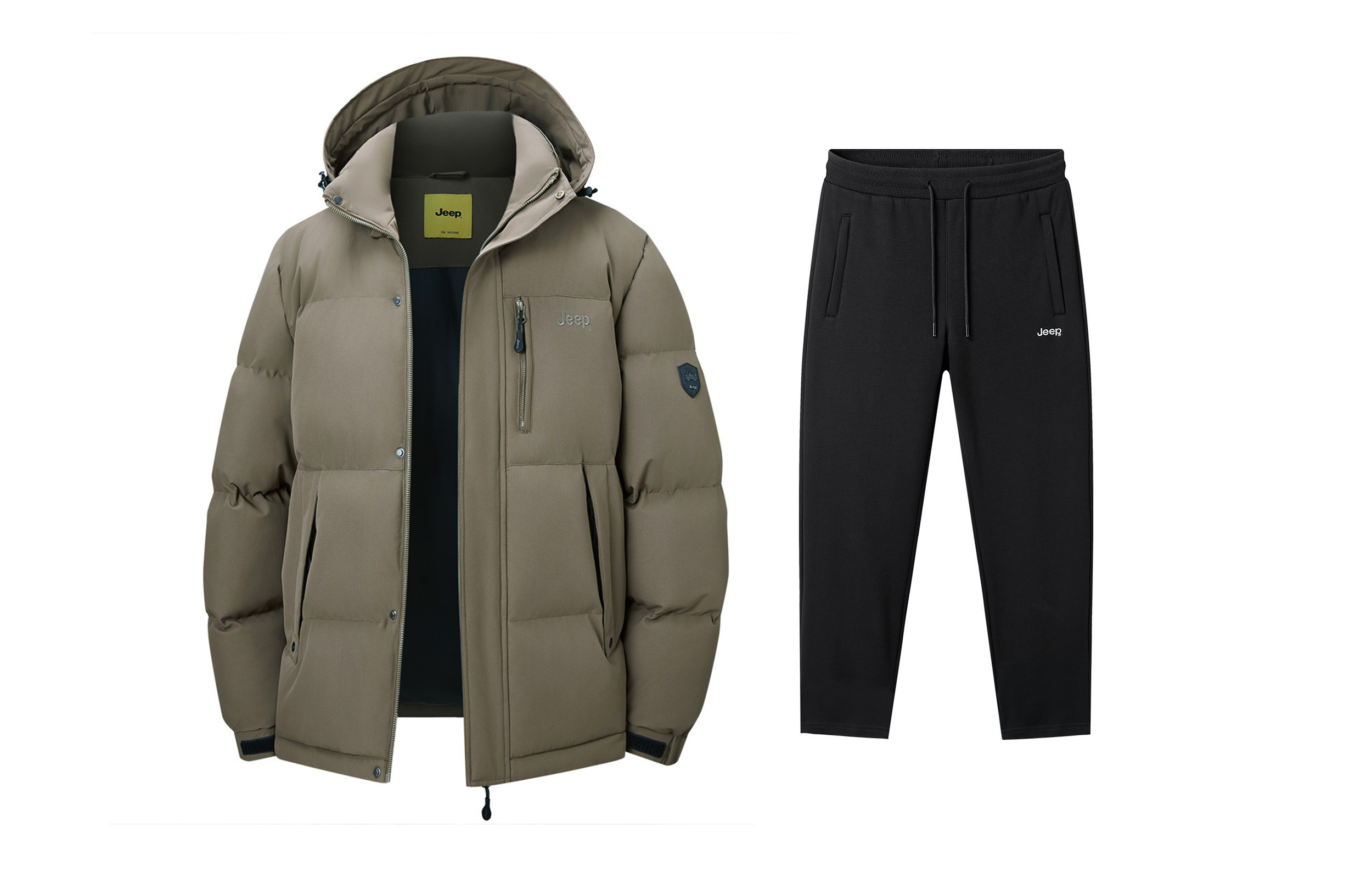 

Толстовка Casual Sportswear утепленная с флисовой подкладкой Jeep, army зеленый long-sleeved top+черный fleece-lined casual pants