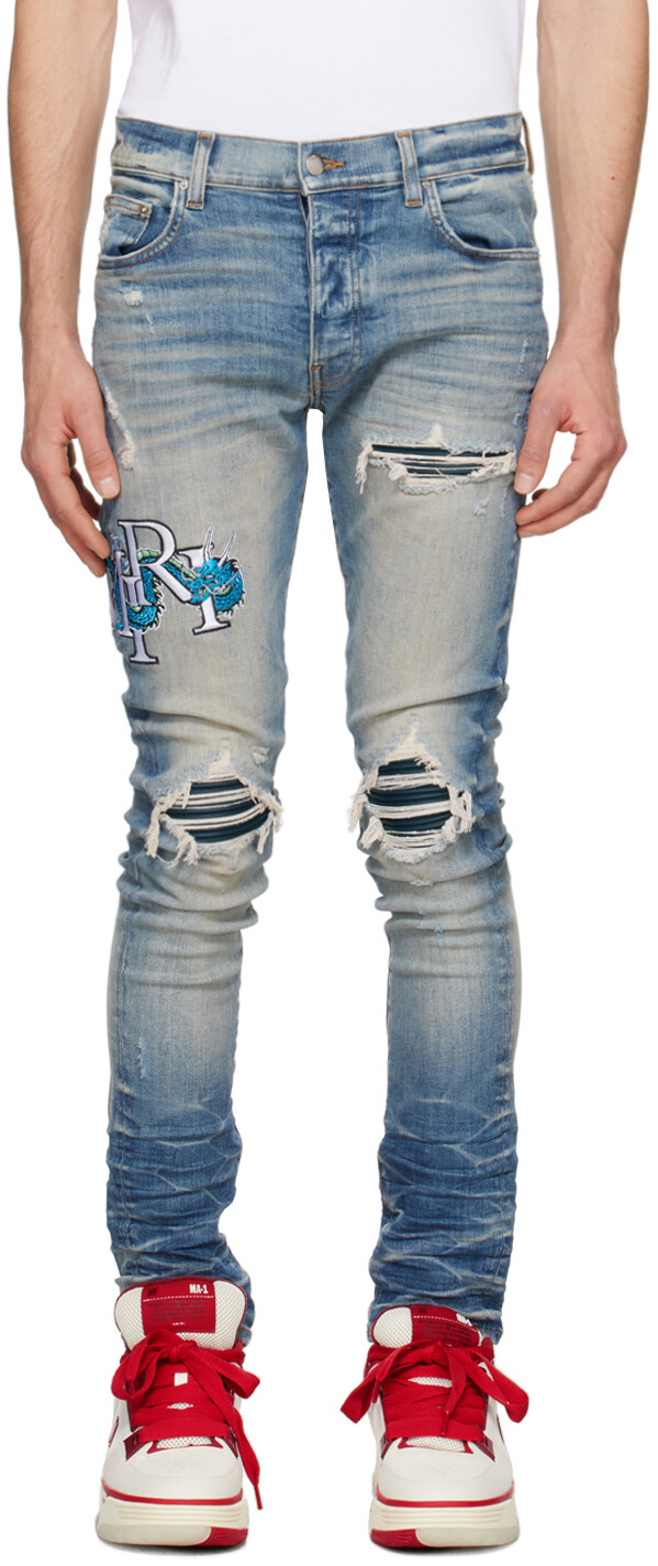 

Синие джинсы с вышивкой MX1 Amiri