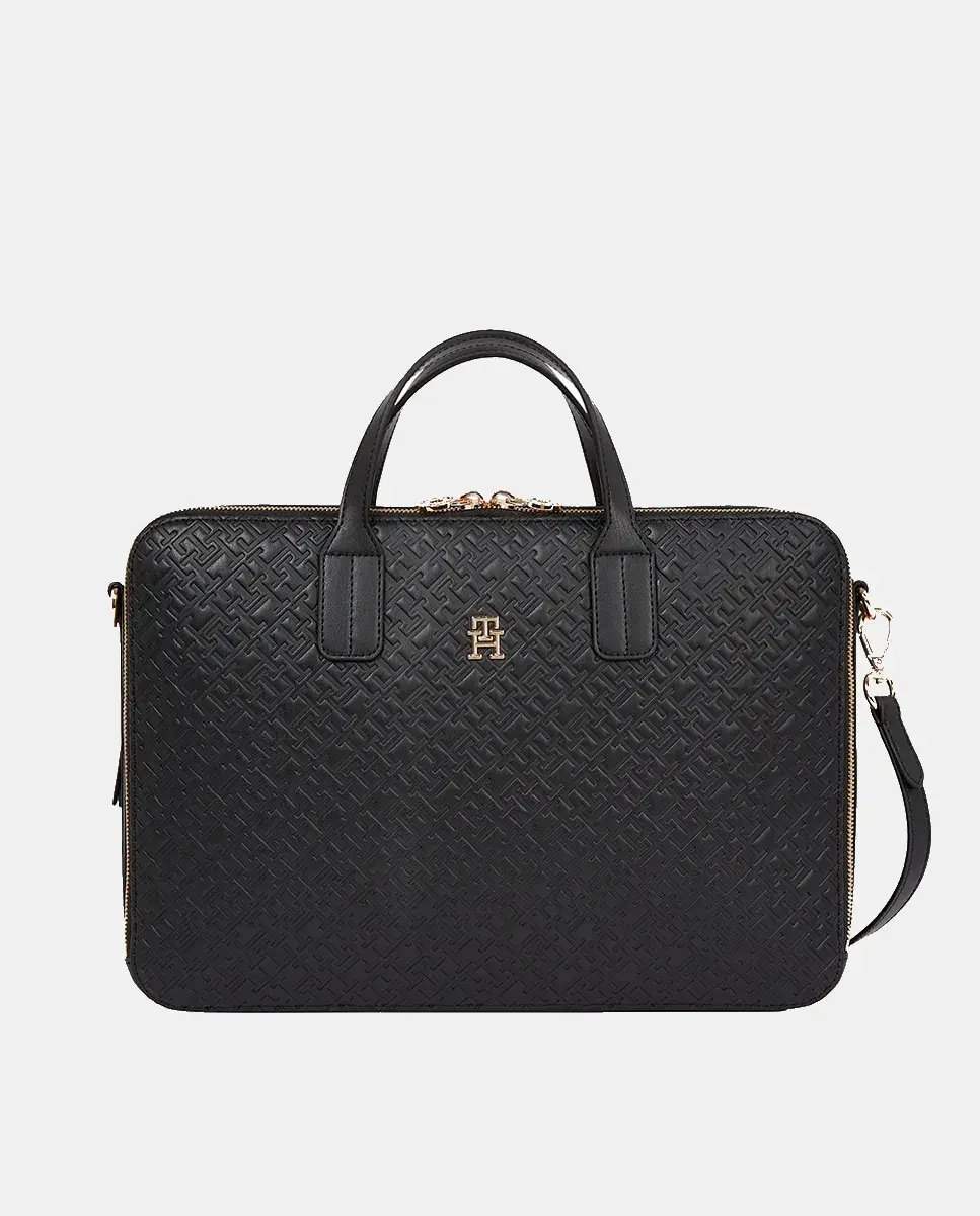 

Сумка-портфель с монограммой черного цвета Tommy Hilfiger