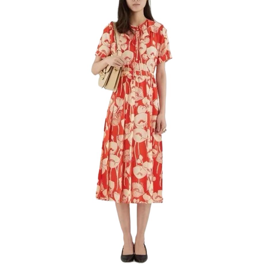 Женское платье Gucci с коротким рукавом, элегантный крой, красный — фото 3