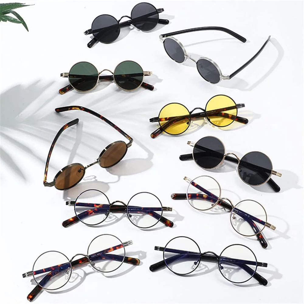 

Солнцезащитные очки UV400 - маленькие круглые металлические панк-очки для женщин и мужчин, для бега и занятий спортом на открытом воздухе UYPTK, Bronze Leopard Tea