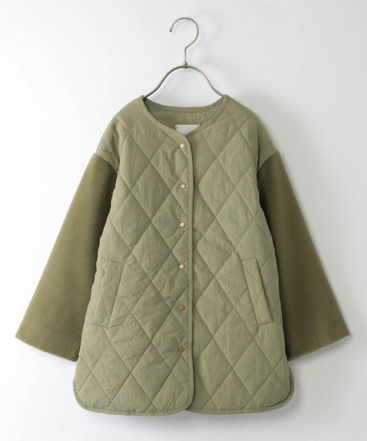 Детское полупальто с quilted вставками, ikka, оливковый