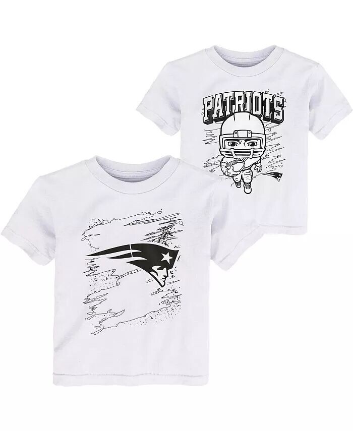 

Набор из двух белых футболок с раскраской New England Patriots для мальчиков для маленьких мальчиков Outerstuff