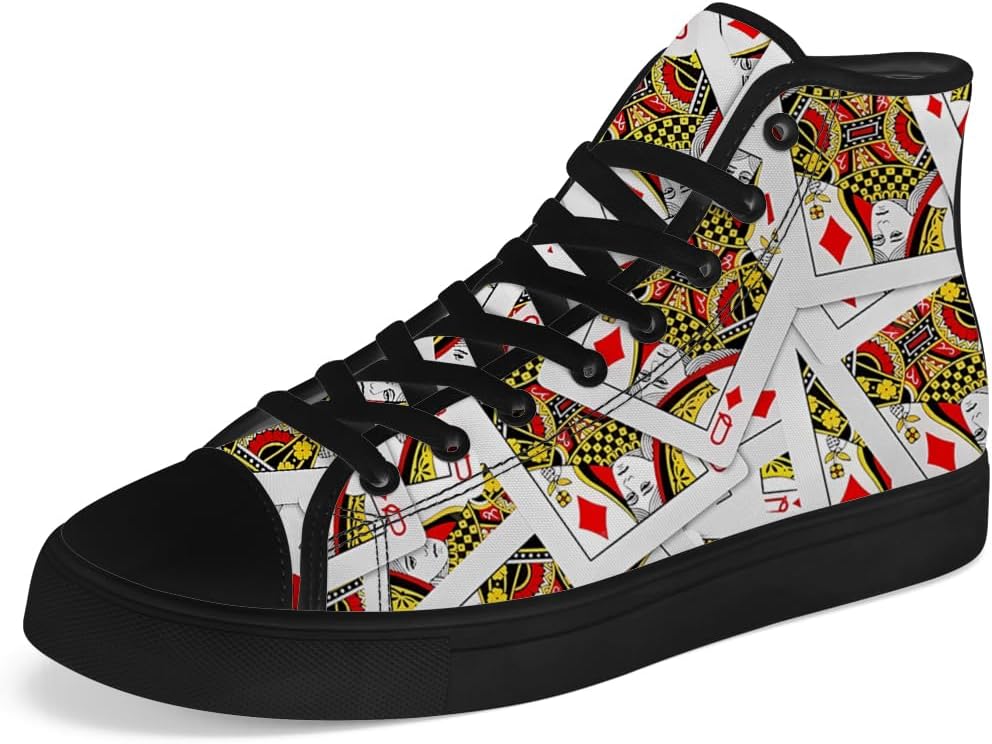 

Кеды Chebing Poker High Top из холщовой ткани с рисунком карт, высокие кеды на шнуровке, повседневная обувь, подарок для мужчин и женщин, белый