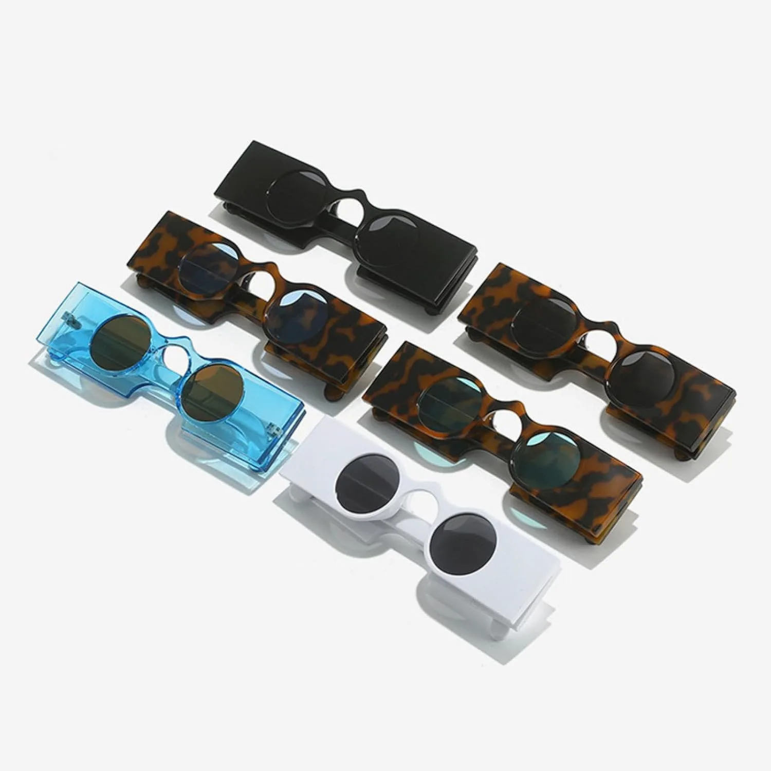 

Винтажные уникальные солнцезащитные очки для женщин и мужчин в стиле панк, роскошные, с маленькими круглыми линзами и широкими дужками TYUVIVO, Leopard Blue