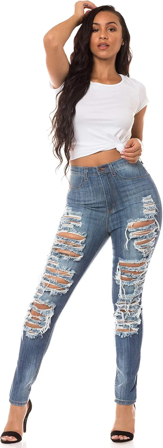 

Джинсы Aphrodite High Waisted для женщин, рваные, скинни AP Blue