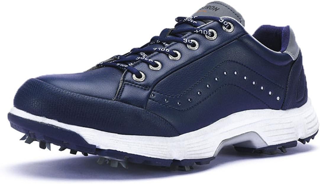 

Мужские гольф-кроссовки с шипами, легкие модные кожаные кроссовки с противоскользящей подошвой, водонепроницаемые спортивные беговые тренеры Omcam, синий