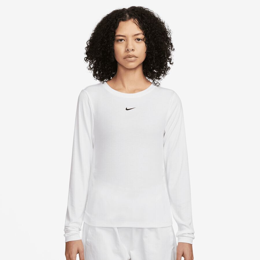 

Лонгслив Sportswear Essential Rib Longsleeve Mod Crop Top NIKE, цвет white/black