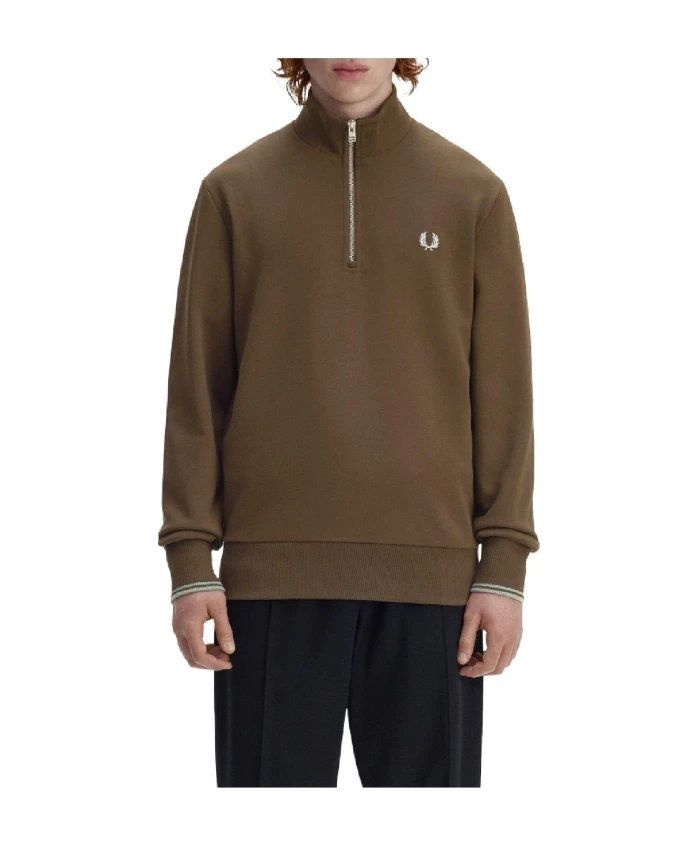 

Толстовка с застежкой-молнией до середины груди Fred Perry, коричневый