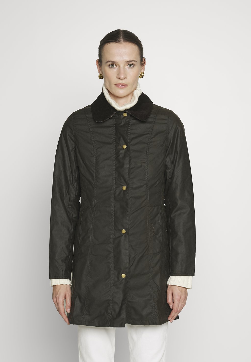 

Короткое пальто BELSAY JACKET Barbour, оливковый