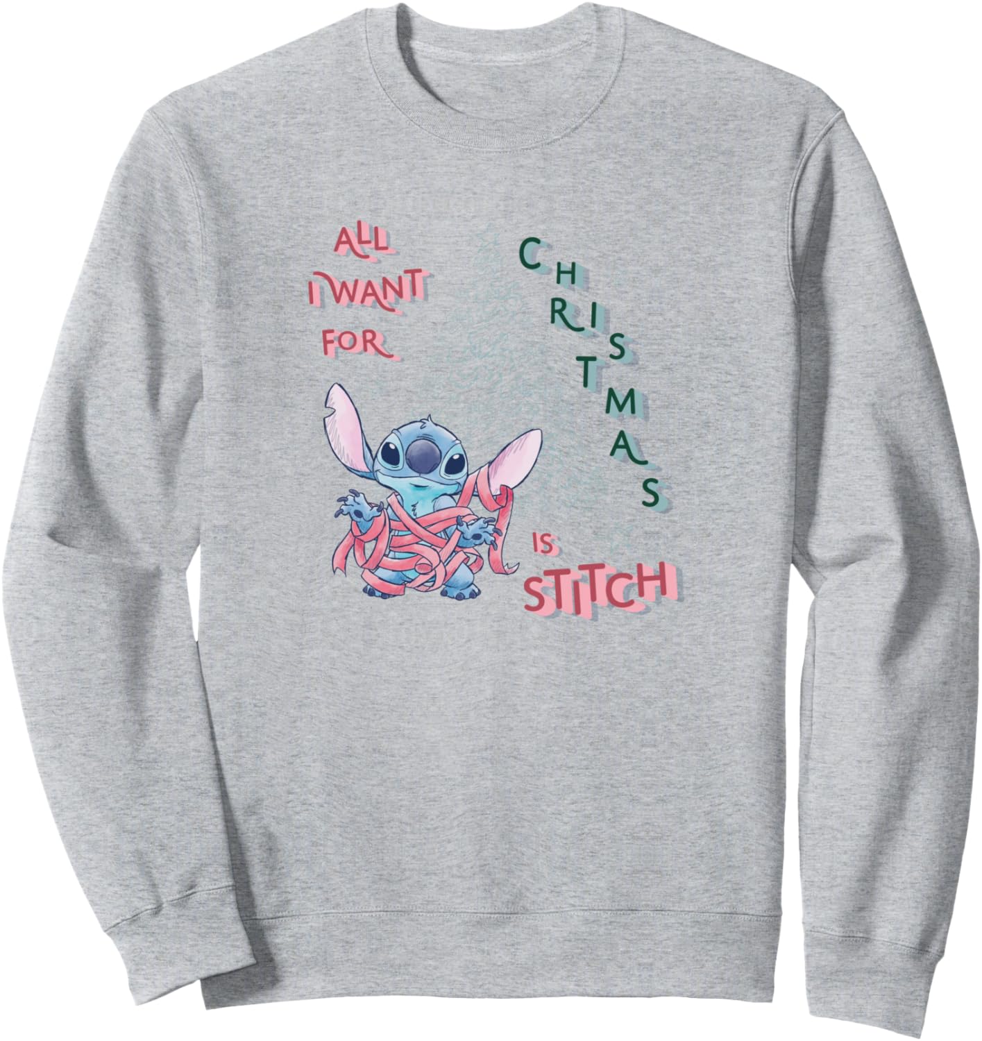 

Винтажная рождественская толстовка Disney «Лило и Стич» «Все, чего я хочу, это Стич», серый