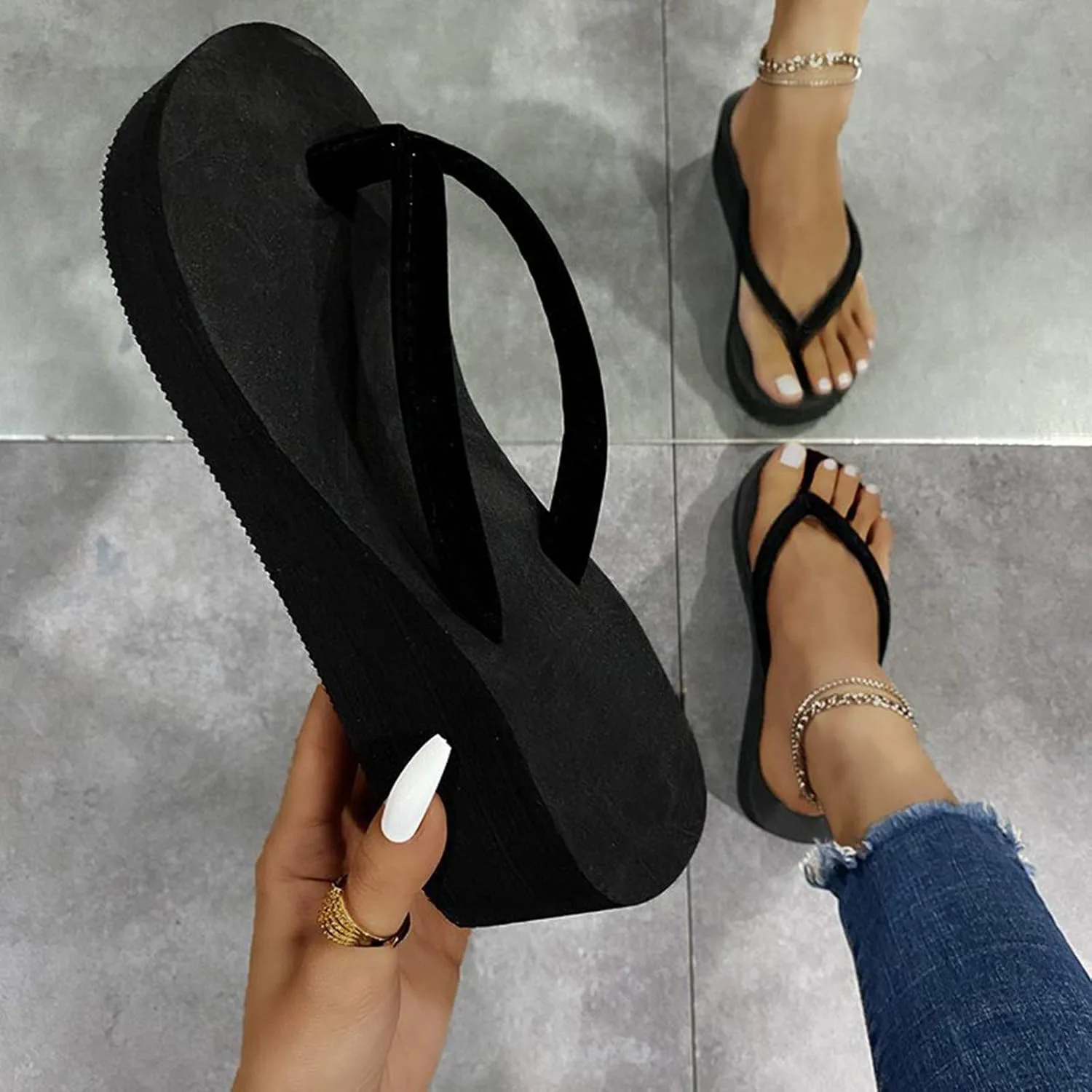 Женские тапочки для плавания Generic, мужские тапочки Cloud Slippers, супермягкие тапочки, легкие и красивые ванны, красивые ванны, шлепанцы на платформе Generisch, черный — фото 4