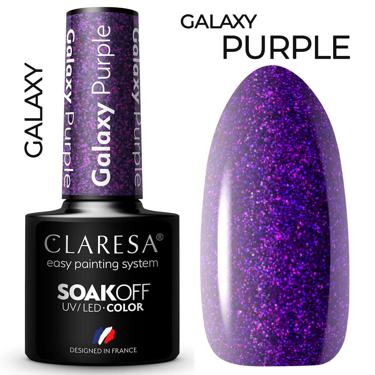 Лак гибридный Claresa galaxy фиолетового цвета 5г — фото 2