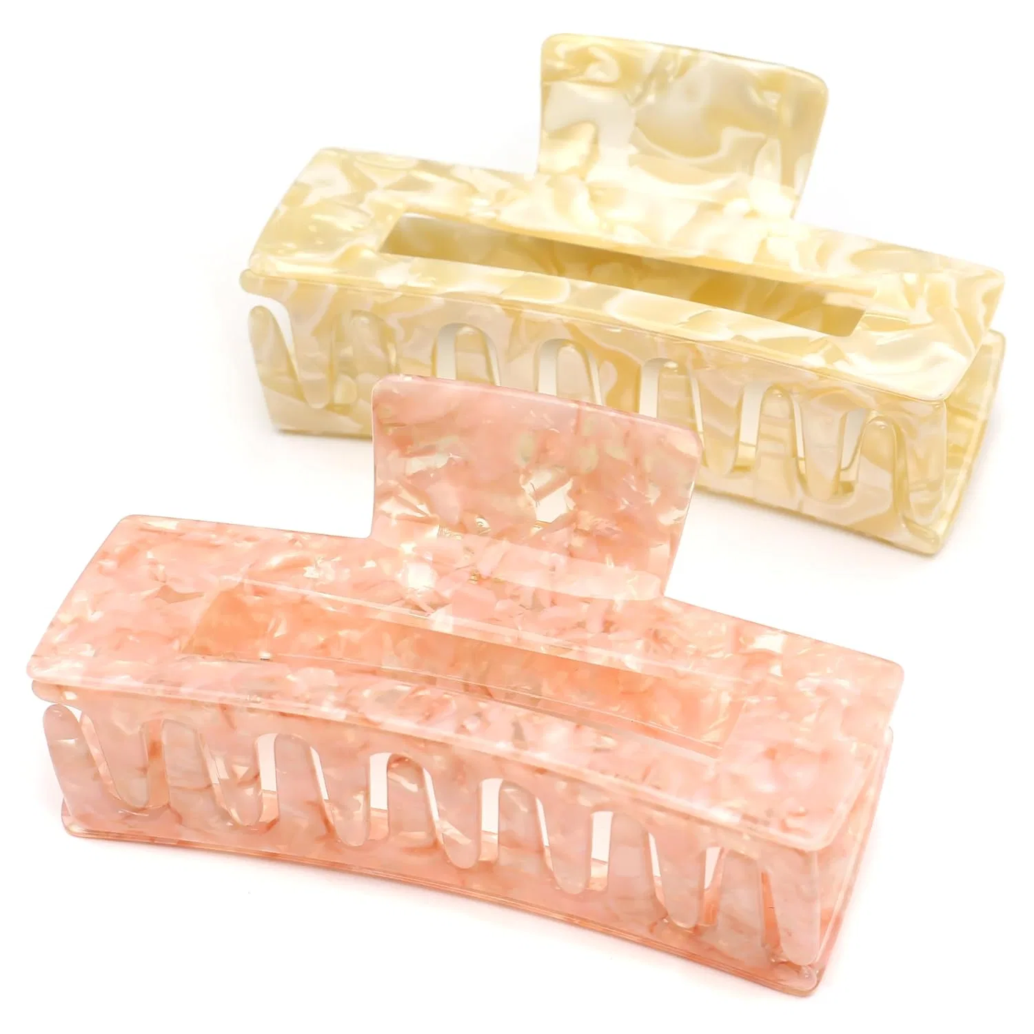 Большая заколка-краб для волос из ацетата Qingoo, Cream — фото 4