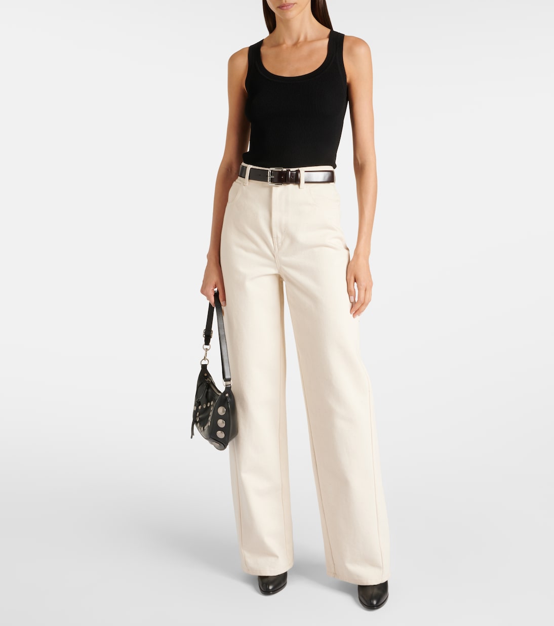 Майка Leisure Siro из трикотажного полотна в рубчик Max Mara, черный — фото 2