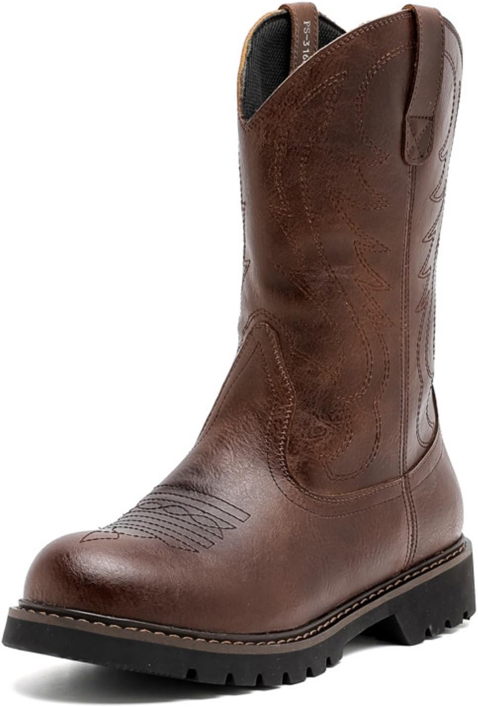 

Мужские вестерн-ботинки HOUDBDOL из денима с ретро-вышивкой на квадратном носке, с противоскользящей подошвой и толстой подошвой, подходят для верховой езды и мотоциклов, можно носить прямо как есть, коричневый