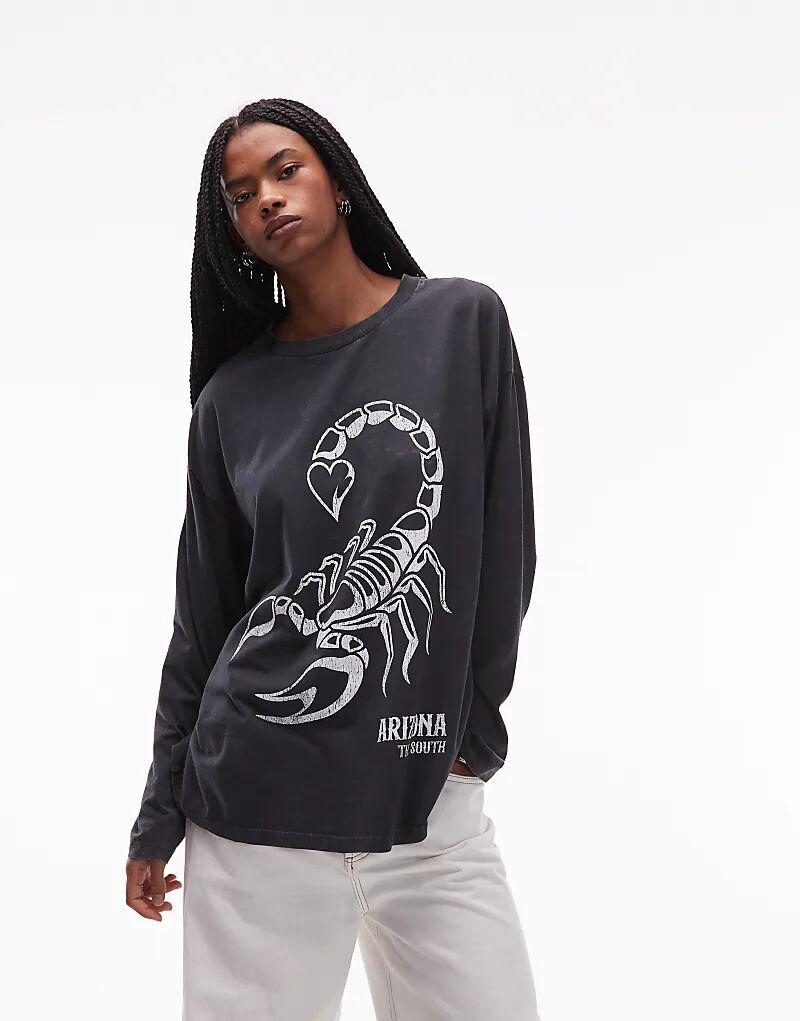 

Лонгслив свободного кроя ASOS DESIGN с длинными рукавами и принтом скорпиона на Хэллоуин в антрацитовом цвете